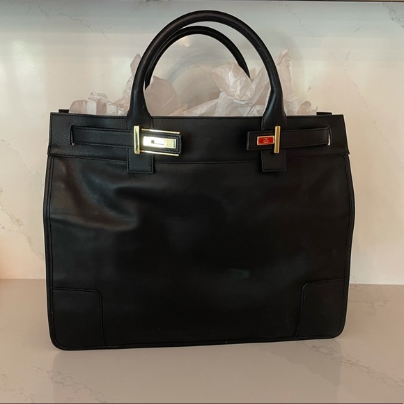 Gucci black leather tote bag